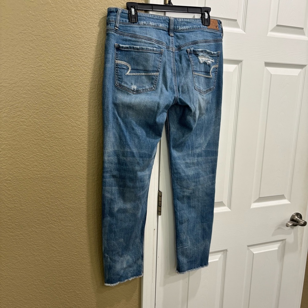 American Eagle Outfitters Ripped Blue Boyfriend Jeans - Picture 2 of 8